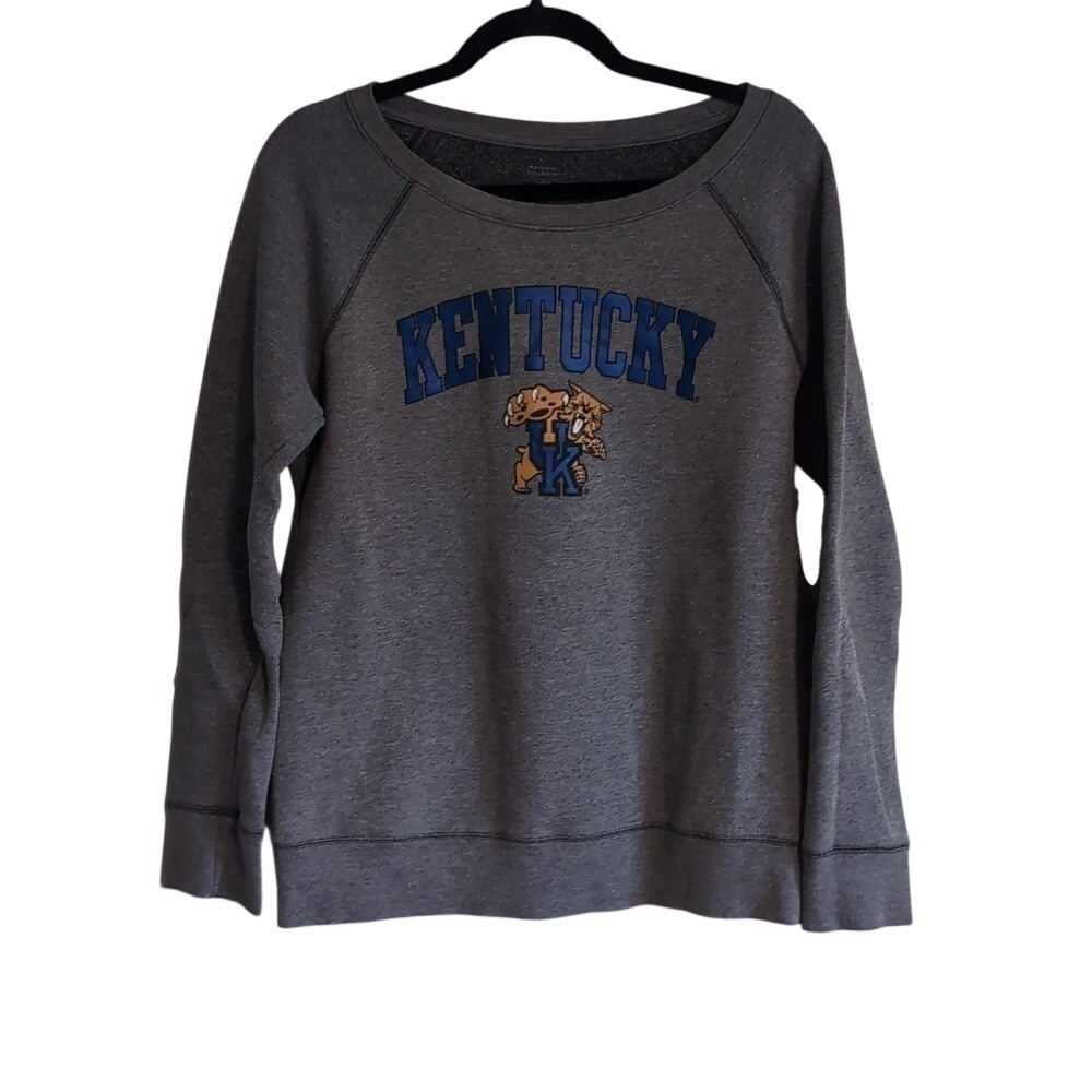 National Collegian Sweatshirt Womens L Gray Kentucky Wildcats Pullover Raglan
